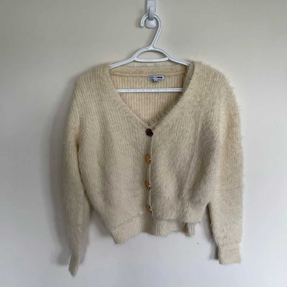 IVORY fuzzy sweater set Fashion Nova (NWOT) - Picture 4 of 7